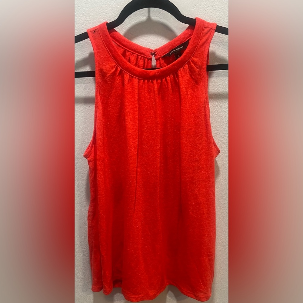 Banana Republic Red Sleeveless Pleated Neck Blouse